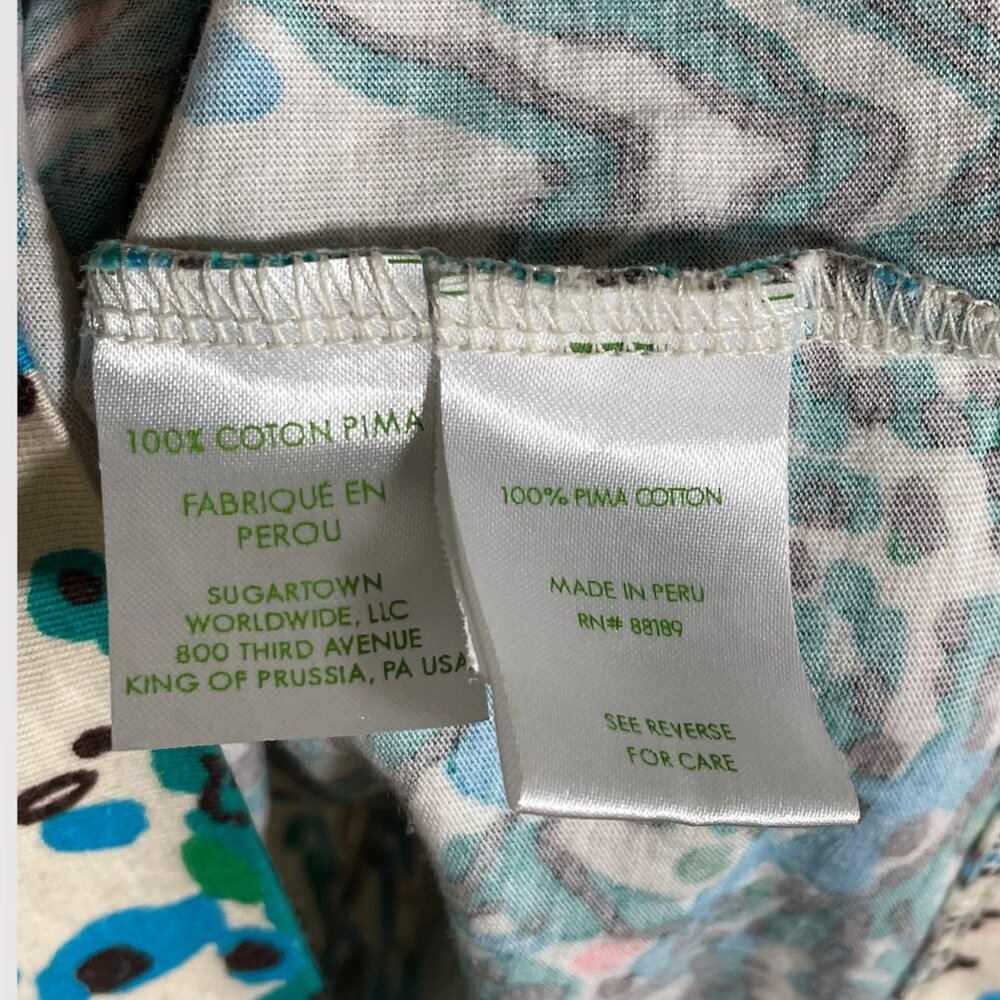 Lilly Pulitzer Size S Green Blue Sea Oat Escapades Corine Pima Cotton Mini Dress - Picture 6 of 8